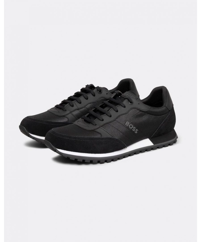 Hugo Boss Parkour L Mens Running Style Trainers In Mixed Materials With Logo Details NOS - Black Rubber - Size UK 11